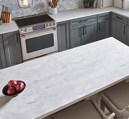 A kitchen design featuring marble countertops