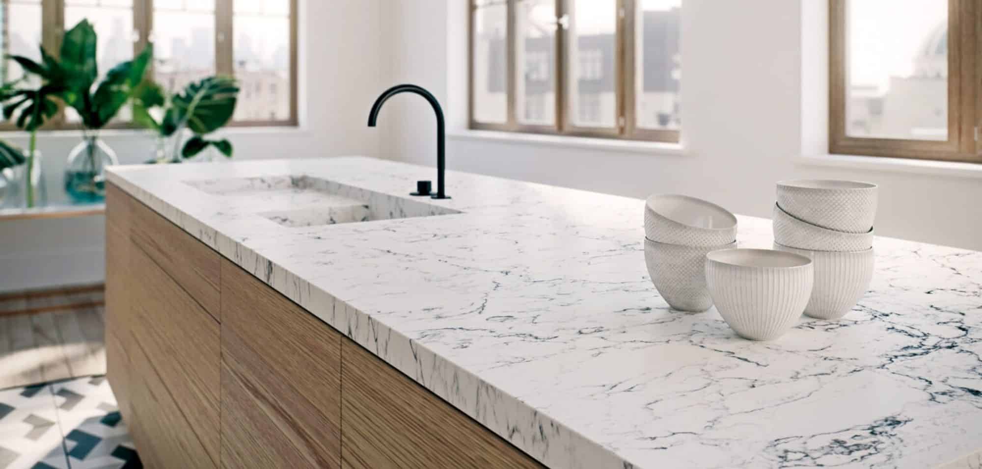light wooden cabinets caesarstone quartz