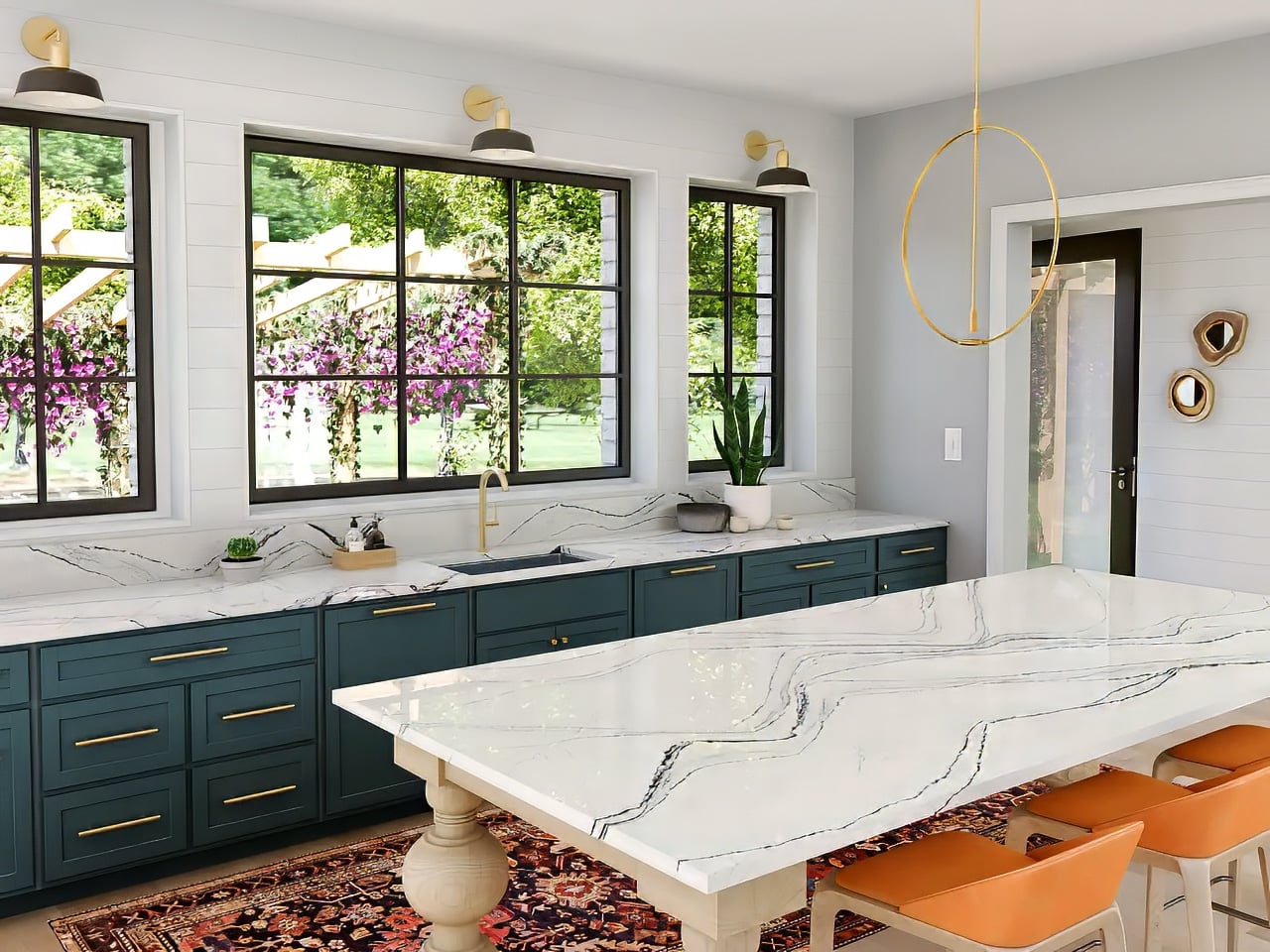 Modern Farmhouse Kitchen with Quartz Countertop