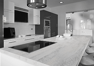 Grey Kitchen with countertop acrylic surfaces
