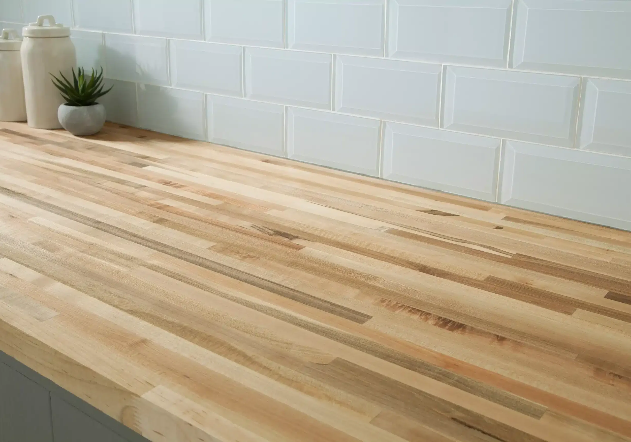 maple butcherblock countertop up-close